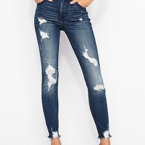 Express Jeans - High Waisted Denim Ripped Ankle Skinny Jeans Express Jeans - High Waisted Denim Ripped Ankle Skinny Jeans